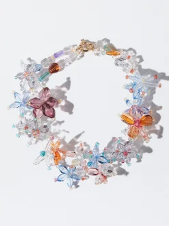 PARFOIS Set Ohrringen|Hoop-Ohrringe>Kette Mit Blume Mehrfarbig