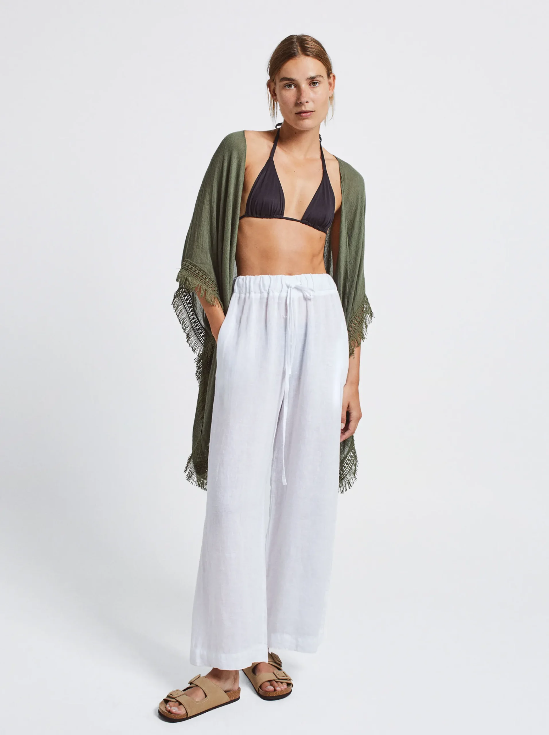 PARFOIS Umhängetaschen>Kimono Mit Fransen Khaki
