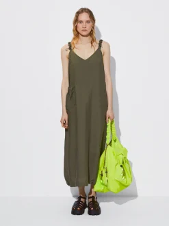 PARFOIS Schultertaschen>Kleid Aus Lyocell Mit Tasche Khaki