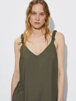 PARFOIS Schultertaschen>Kleid Aus Lyocell Mit Tasche Khaki
