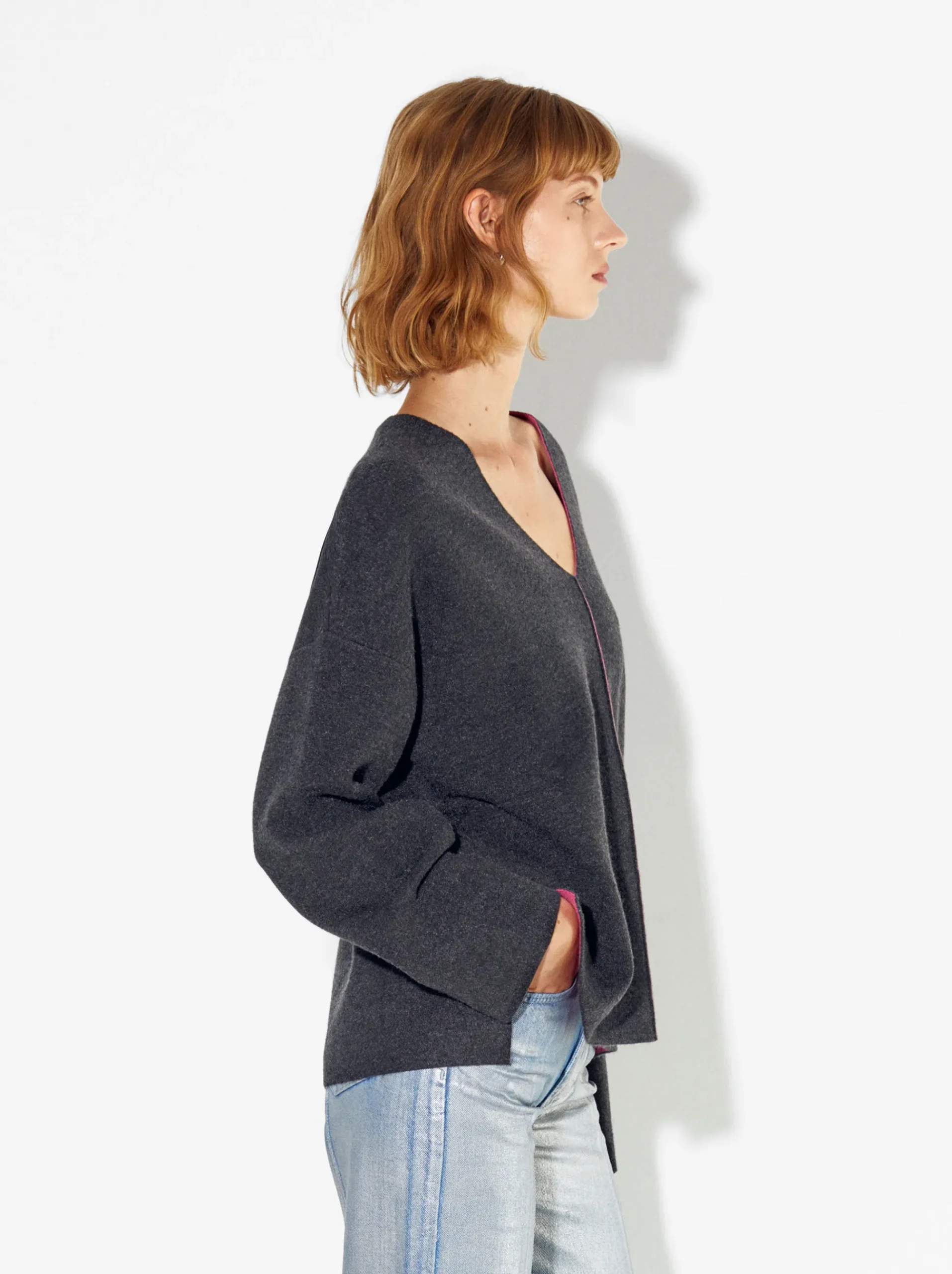 PARFOIS Tops und Shirts>Kontraststrickpullover Grau