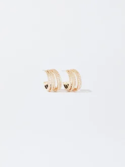 PARFOIS Raffinierter Modeschmuck|Lange Ohrringe>Kreolen Mit Zirkonia Golden