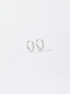 PARFOIS Raffinierter Modeschmuck|Kurze Ohrringe>Kreolen Mit Zirkonia Silber