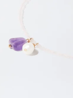 PARFOIS Set Ohrringen|Sets>Kristallhalskette Mit Stein Und Perle Violett