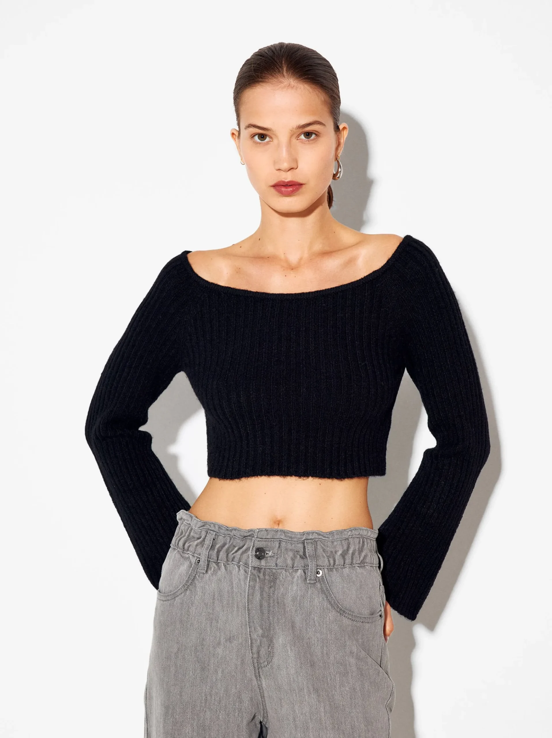 PARFOIS Hosen>Kurz Strickpullover Schwarz