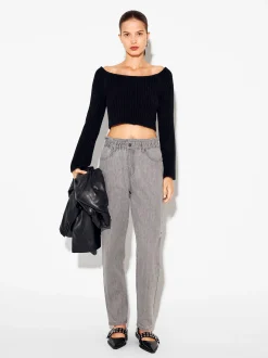 PARFOIS Hosen>Kurz Strickpullover Schwarz