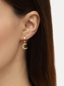 PARFOIS Ohrringe|Mittlere Ohrringe>Kurze Creolen Aus Stahl Mit Charms Und Zierkristallen Golden
