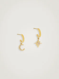 PARFOIS Ohrringe|Mittlere Ohrringe>Kurze Creolen Aus Stahl Mit Charms Und Zierkristallen Golden