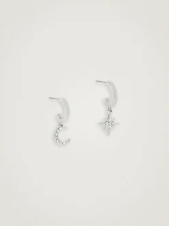 PARFOIS Ohrringe>Kurze Creolen Aus Stahl Mit Charms Und Zierkristallen Silber