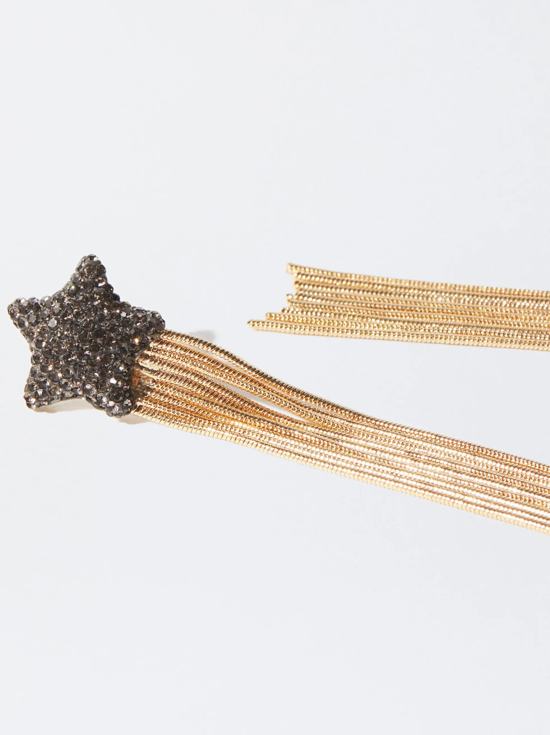 PARFOIS Lange Ohrringe|Trend Collection>Lange Goldene Ohrringe Mit Stern Schwarz