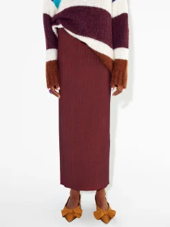 PARFOIS Hemden>Langer Gestrickter Rock Bordeaux
