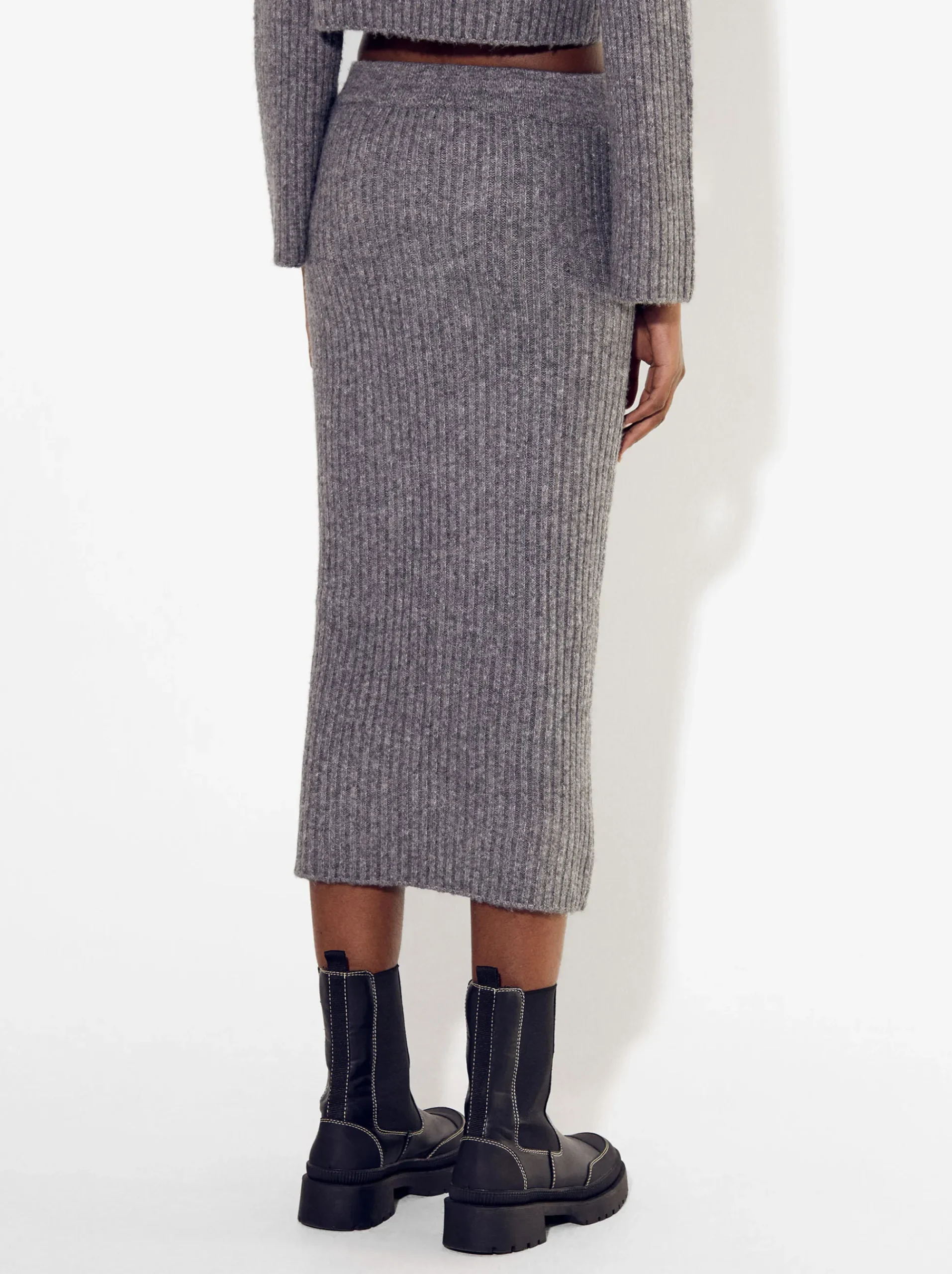 PARFOIS Hemden>Langer Gestrickter Rock Grau