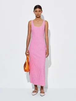 PARFOIS Schultertaschen>Langes Kariertes Kleid Rosa