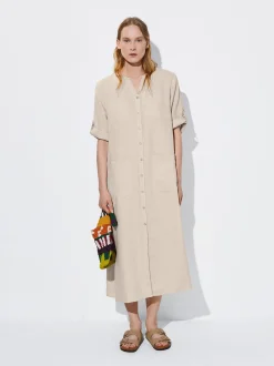 PARFOIS Schultertaschen|Handtaschen>Langes Kleid Aus Leinen Beige