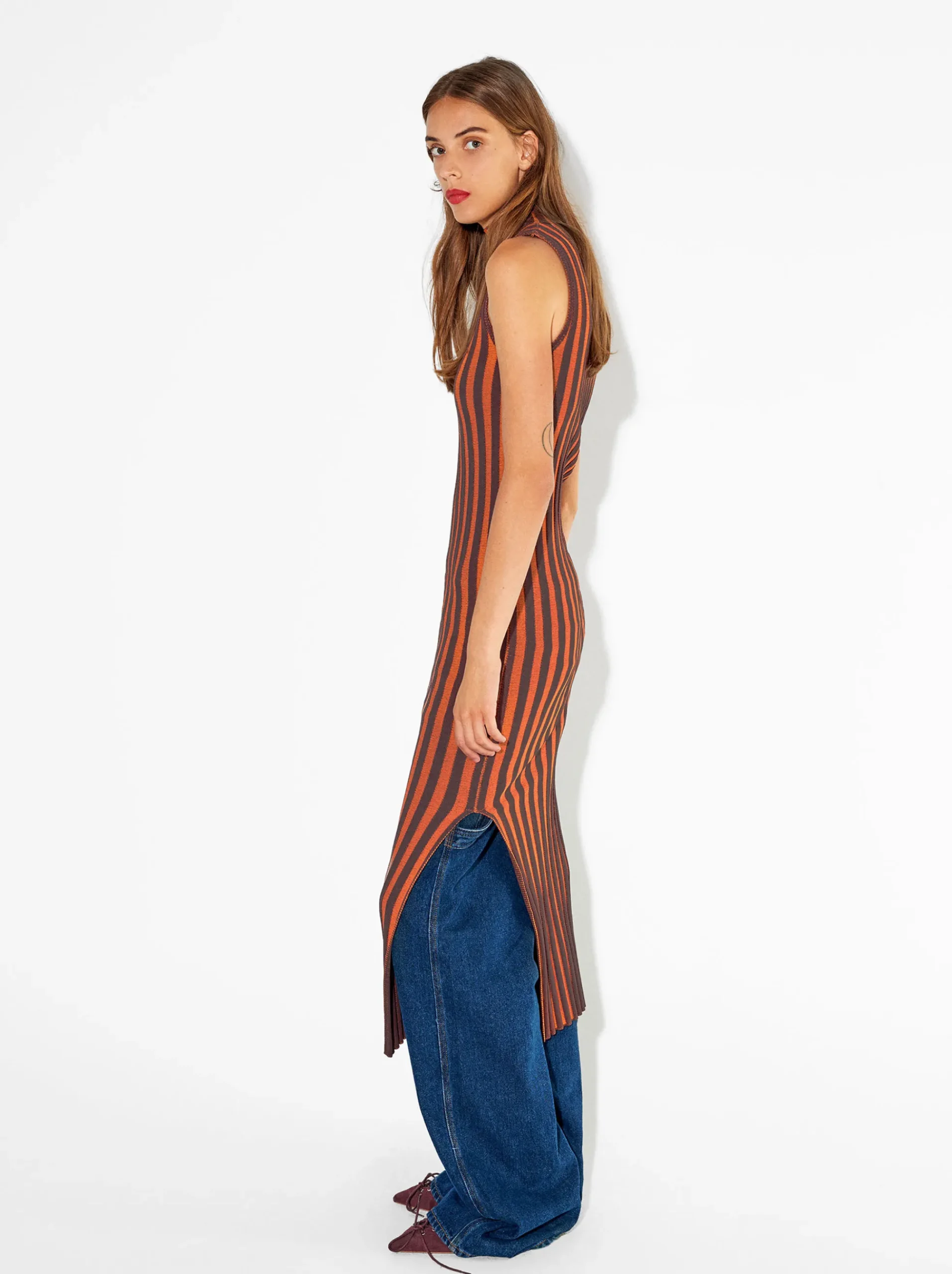 PARFOIS Hosen>Langes Kleid Mit Streifen Orange