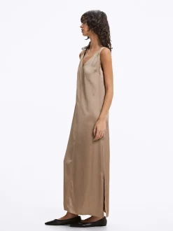 PARFOIS Blazer und Mäntel>Langes Satiniertes Kleid Golden