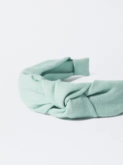 PARFOIS Metall Sonnenbrille|Quadratische Sonnenbrille>Leinen Breiter Haarreif Mit Zierknoten Blau