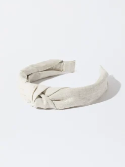 PARFOIS Schreibwaren NEW>Leinen Breiter Haarreif Mit Zierknoten Beige
