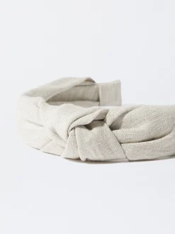 PARFOIS Schreibwaren NEW>Leinen Breiter Haarreif Mit Zierknoten Beige