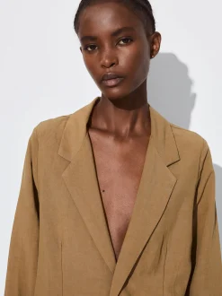 PARFOIS Basics|Tops und Shirts>Leinenblazer Khaki