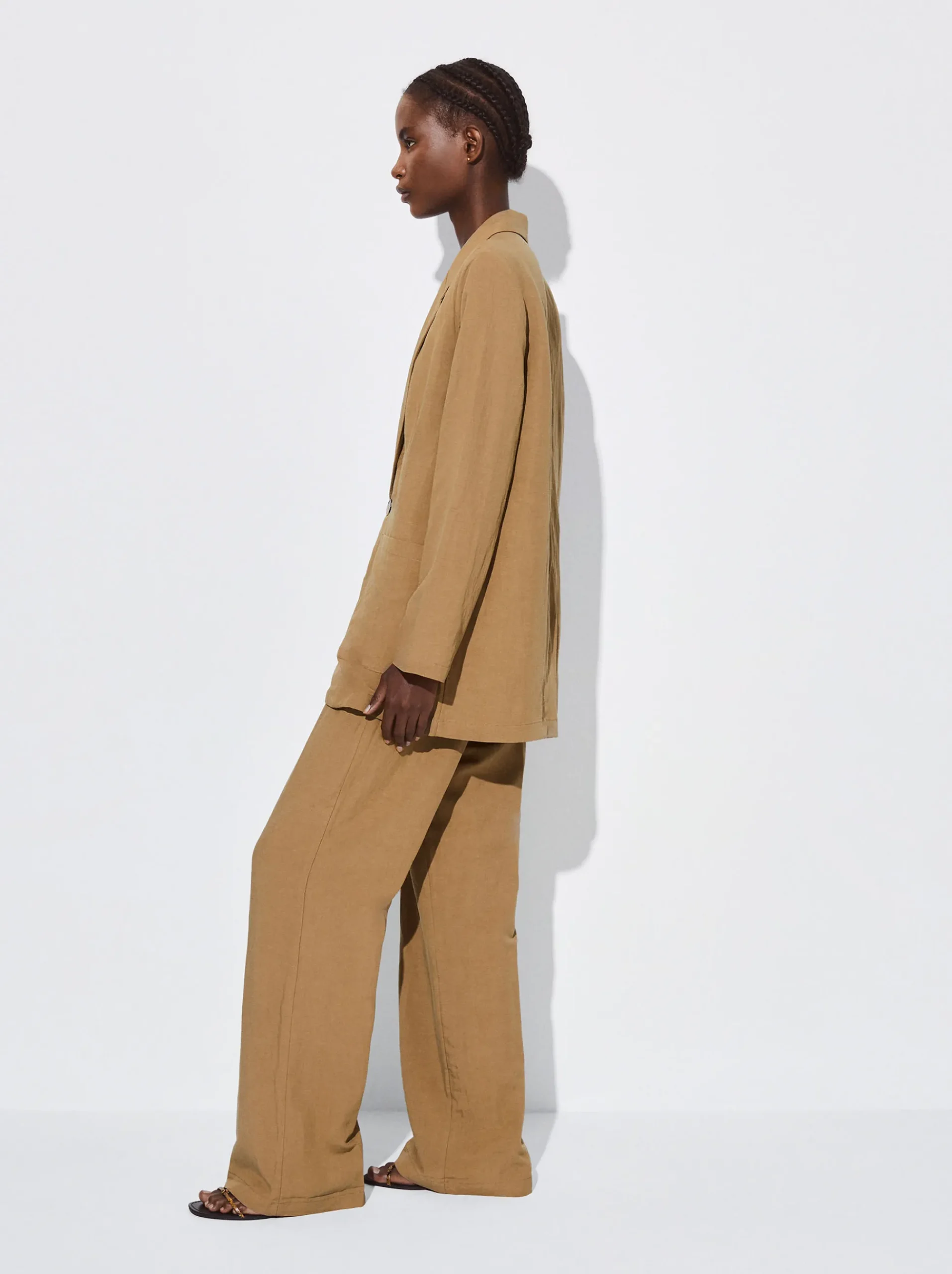 PARFOIS Basics|Tops und Shirts>Leinenblazer Khaki
