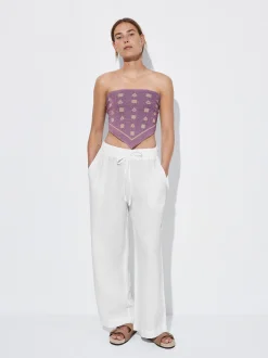 PARFOIS Basics|Strick>Leinenhose Ekrü