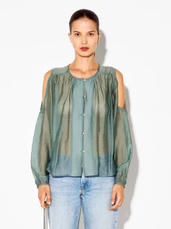 PARFOIS Kleider>Lyocell-Shirt Mit Offenen Schultern Blau