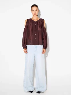 PARFOIS Kleider>Lyocell-Shirt Mit Offenen Schultern Bordeaux