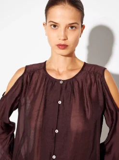 PARFOIS Kleider>Lyocell-Shirt Mit Offenen Schultern Bordeaux