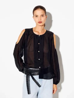 PARFOIS Kleider>Lyocell-Shirt Mit Offenen Schultern Schwarz