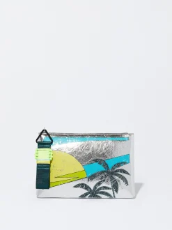 PARFOIS Geldbörsen>Mehrzwecktasche Im Metallischen Look Mit Print Silber