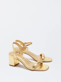 PARFOIS Raffinierter Modeschmuck|Lange Ohrringe>Metallic-Plateau-Sandale Golden