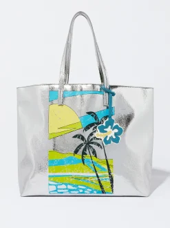 PARFOIS Handtaschen|Grosse Taschen>Metallic-Shopper Mit Print Silber