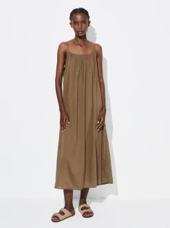 PARFOIS Schultertaschen>Midikleid Aus Baumwolle Khaki