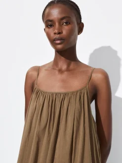 PARFOIS Schultertaschen>Midikleid Aus Baumwolle Khaki