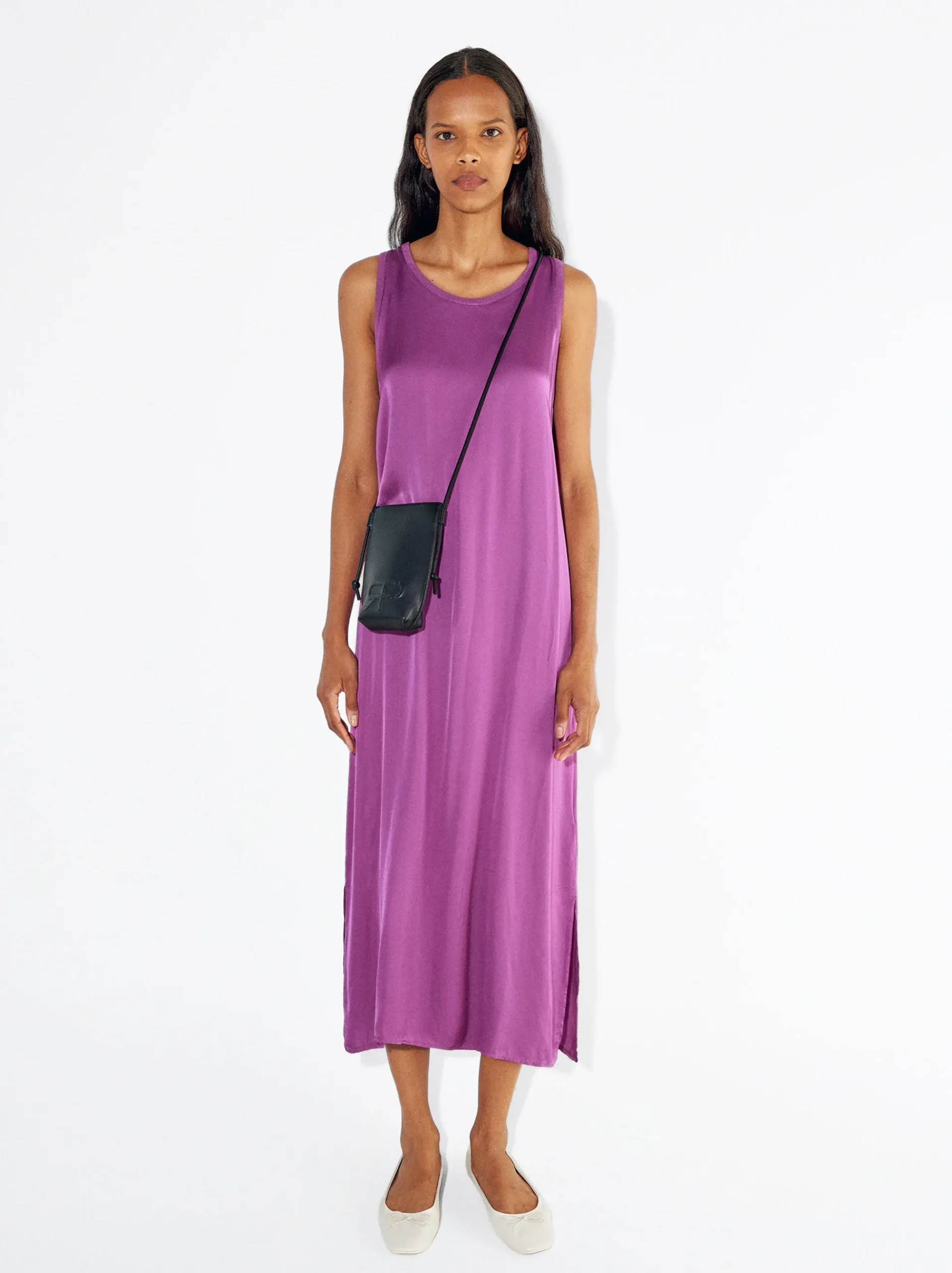 PARFOIS Schultertaschen>Midikleid Mit Satineffekt Fuchsia