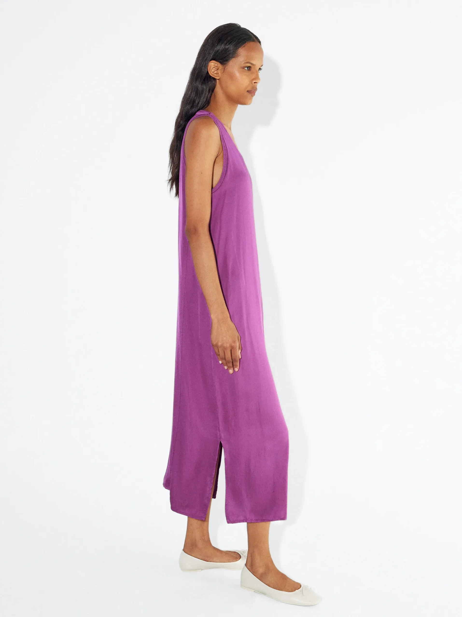 PARFOIS Schultertaschen>Midikleid Mit Satineffekt Fuchsia