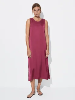 PARFOIS Schultertaschen>Midikleid Mit Satineffekt Bordeaux