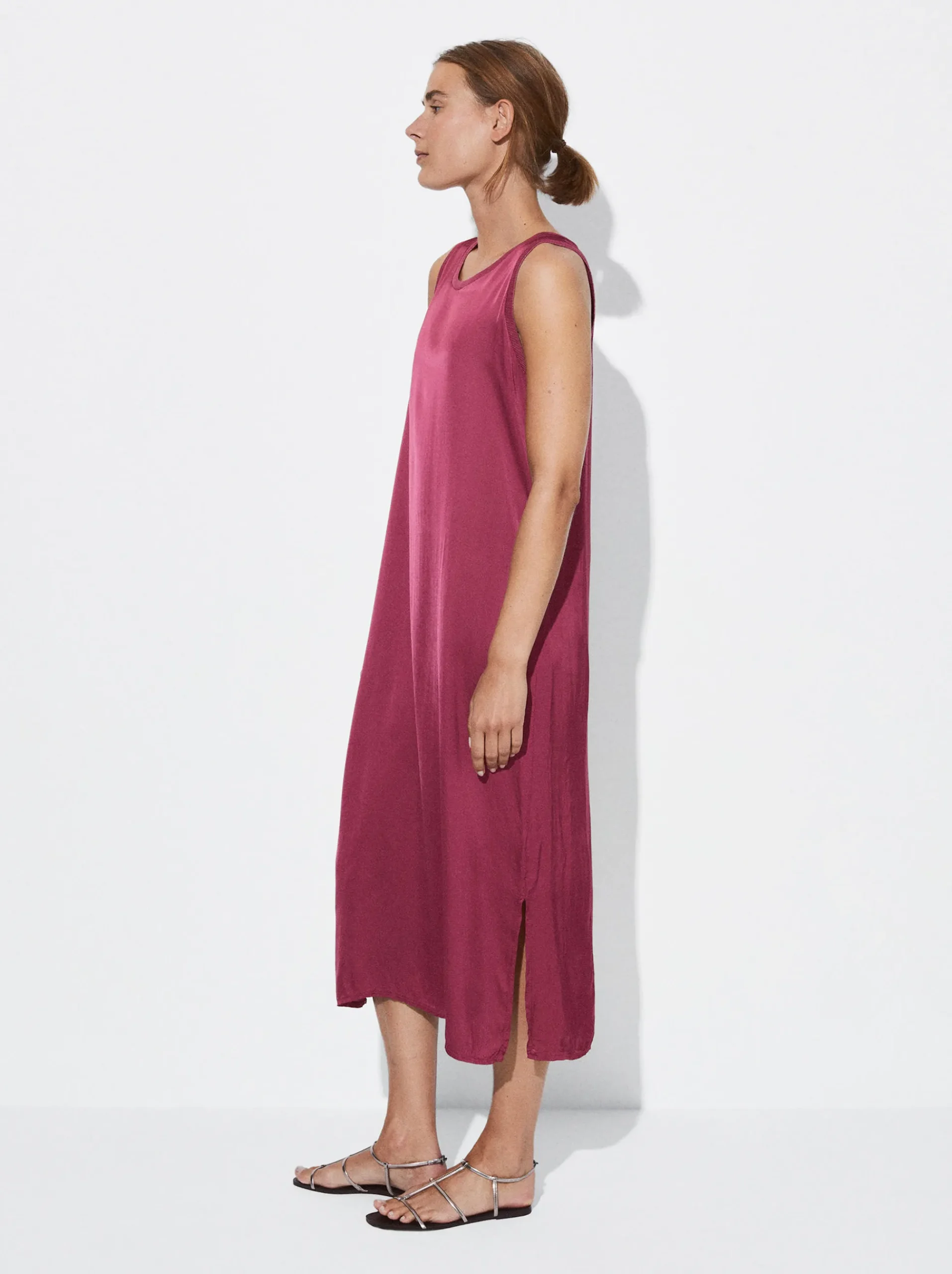 PARFOIS Schultertaschen>Midikleid Mit Satineffekt Bordeaux
