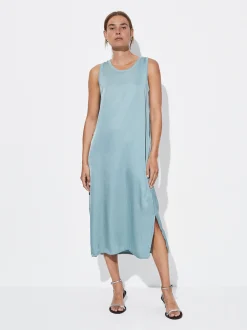 PARFOIS Schultertaschen>Midikleid Mit Satineffekt Blau