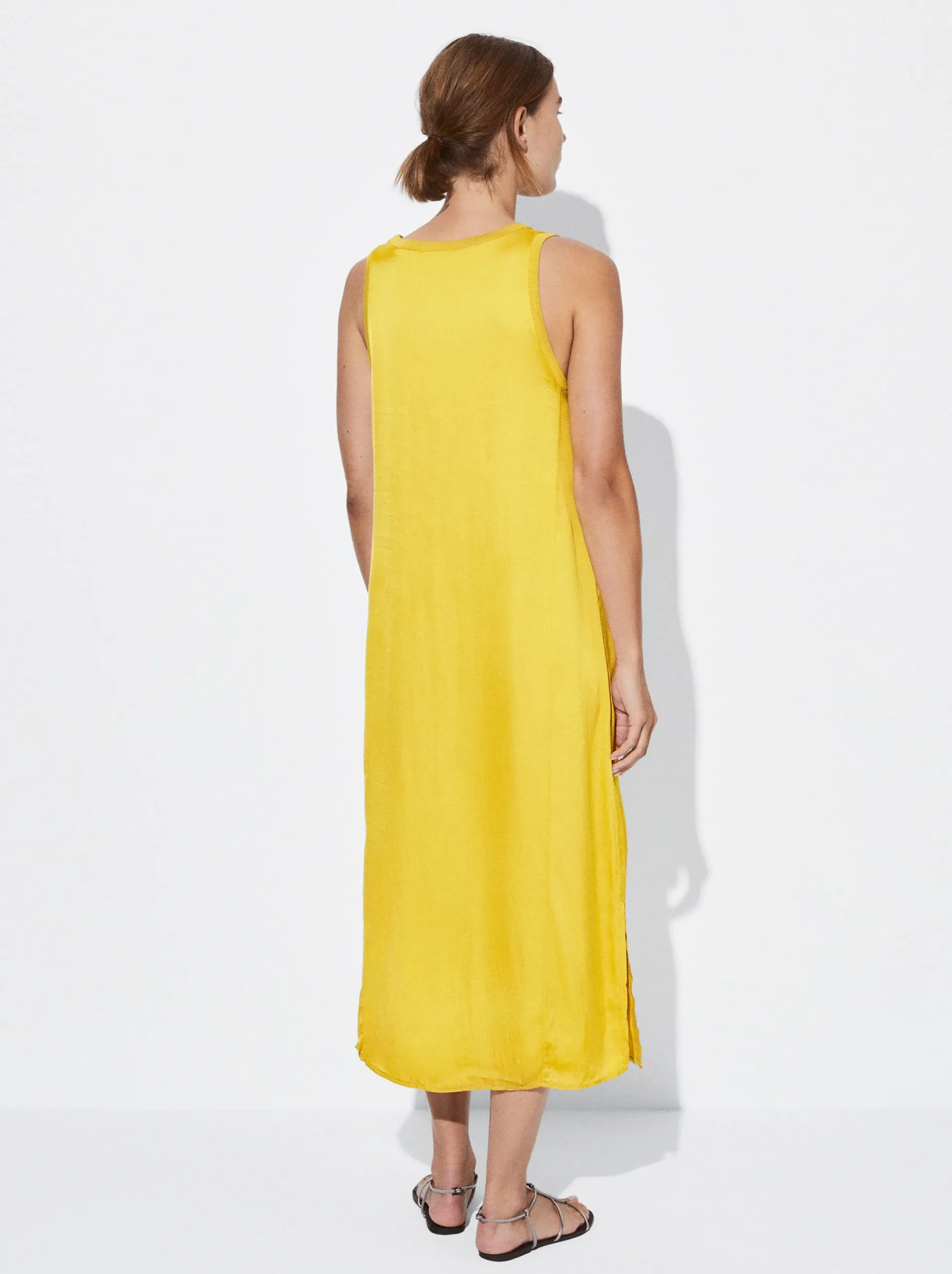 PARFOIS Schultertaschen>Midikleid Mit Satineffekt Gelb