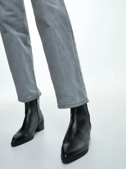 PARFOIS Lange Ohrringe>Mittlere Lederstiefeletten Schwarz
