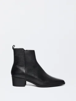 PARFOIS Lange Ohrringe>Mittlere Lederstiefeletten Schwarz