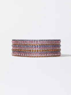 PARFOIS Set Ohrringen|Hoop-Ohrringe>Multicolor Kristall-Choker Mehrfarbig
