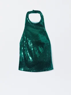 PARFOIS Schultertaschen>Oberteil Mit Pailletten Gr&uuml;n