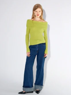 PARFOIS Tops und Shirts>Off-Shoulder-Pullover Gelb