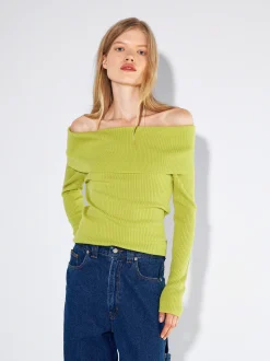 PARFOIS Tops und Shirts>Off-Shoulder-Pullover Gelb
