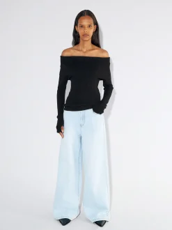 PARFOIS Hosen>Off-Shoulder-Pullover Schwarz