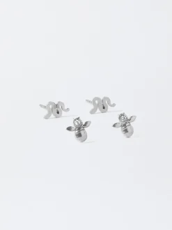 PARFOIS Halsketten|Kurze Halsketten>Ohrringe Aus Stahl Mit Zirkonia Silber