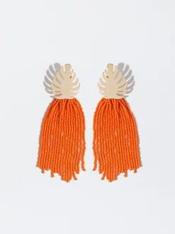 PARFOIS Ringe>Ohrringe Mit Blatt Und Glasperlen Orange